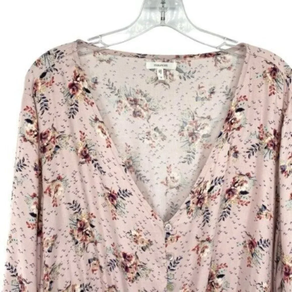 Maurices Plus Size Floral Boho Peasant Top - Picture 3 of 12